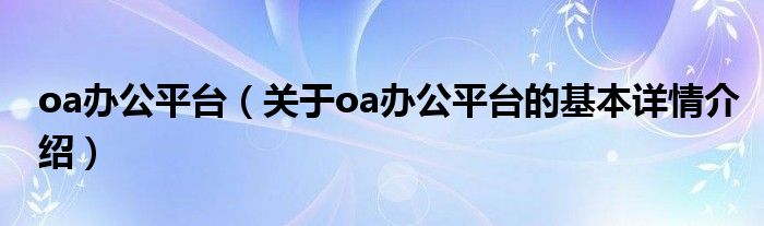 oa办公平台（关于oa办公平台的基本详情介绍）