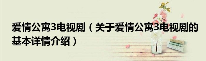 爱情公寓3电视剧（关于爱情公寓3电视剧的基本详情介绍）
