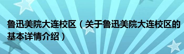 鲁迅美院大连校区（关于鲁迅美院大连校区的基本详情介绍）