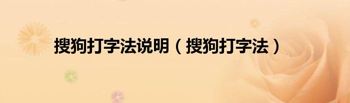 搜狗打字法说明（搜狗打字法）