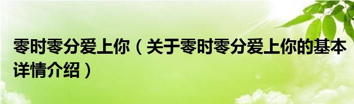 零时零分爱上你（关于零时零分爱上你的基本详情介绍）