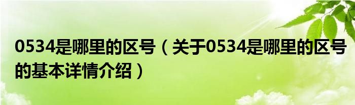 0534是哪里的区号（关于0534是哪里的区号的基本详情介绍）