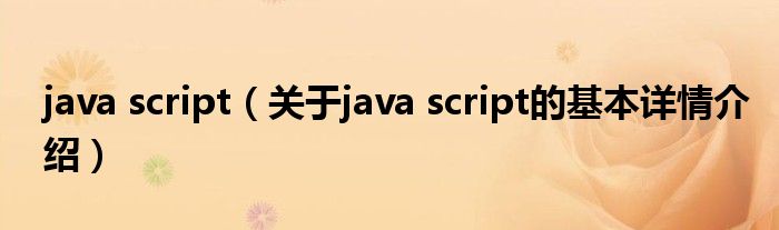 java script（关于java script的基本详情介绍）