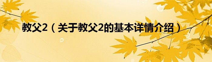 教父2（关于教父2的基本详情介绍）