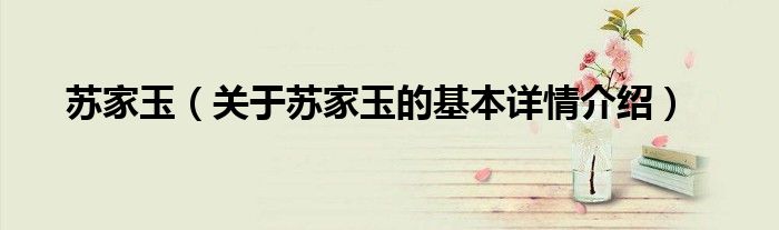 苏家玉（关于苏家玉的基本详情介绍）