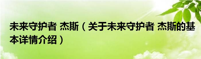 未来守护者 杰斯（关于未来守护者 杰斯的基本详情介绍）