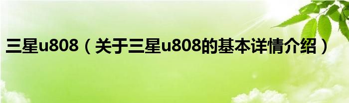 三星u808（关于三星u808的基本详情介绍）