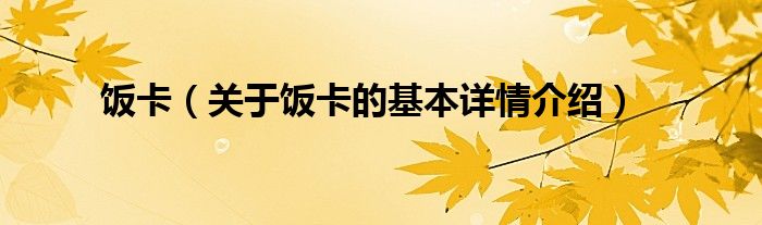 饭卡（关于饭卡的基本详情介绍）