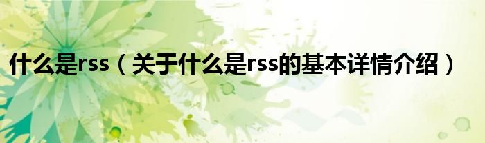 什么是rss（关于什么是rss的基本详情介绍）