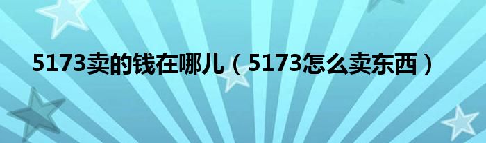 5173卖的钱在哪儿（5173怎么卖东西）