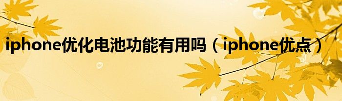 iphone优化电池功能有用吗（iphone优点）