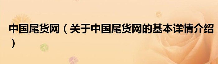 中国尾货网（关于中国尾货网的基本详情介绍）