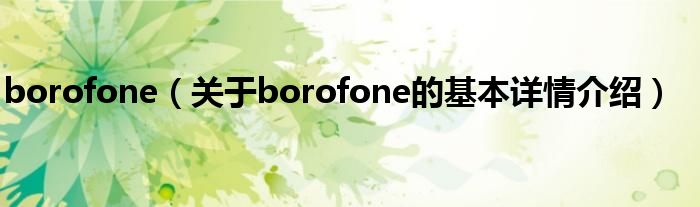 borofone（关于borofone的基本详情介绍）