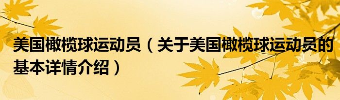 美国橄榄球运动员（关于美国橄榄球运动员的基本详情介绍）