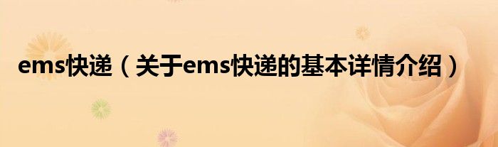 ems快递（关于ems快递的基本详情介绍）
