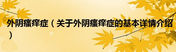 外阴瘙痒症（关于外阴瘙痒症的基本详情介绍）