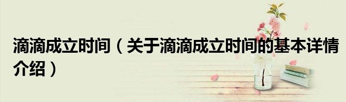 滴滴成立时间（关于滴滴成立时间的基本详情介绍）