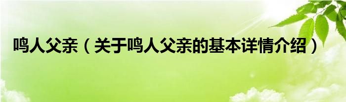 鸣人父亲（关于鸣人父亲的基本详情介绍）