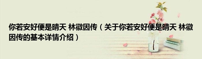 你若安好便是晴天 林徽因传（关于你若安好便是晴天 林徽因传的基本详情介绍）