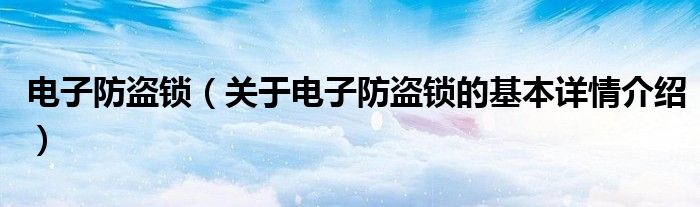 电子防盗锁（关于电子防盗锁的基本详情介绍）