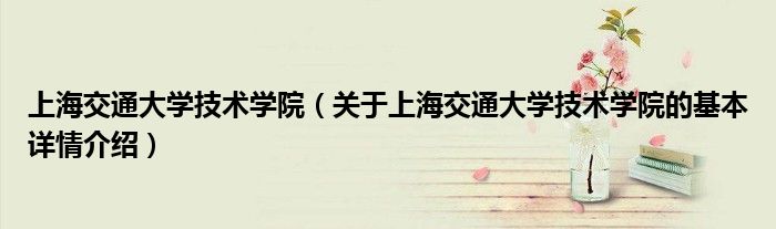 上海交通大学技术学院（关于上海交通大学技术学院的基本详情介绍）