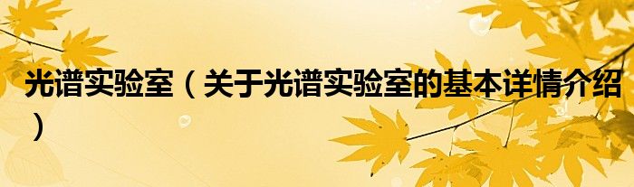 光谱实验室（关于光谱实验室的基本详情介绍）