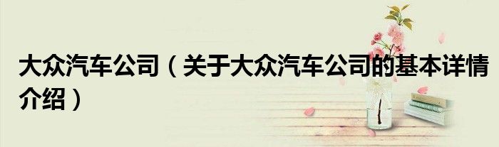 大众汽车公司（关于大众汽车公司的基本详情介绍）