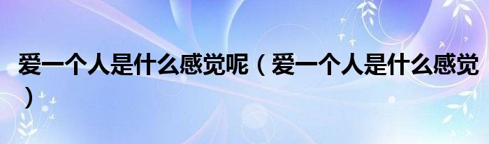 爱一个人是什么感觉呢（爱一个人是什么感觉）