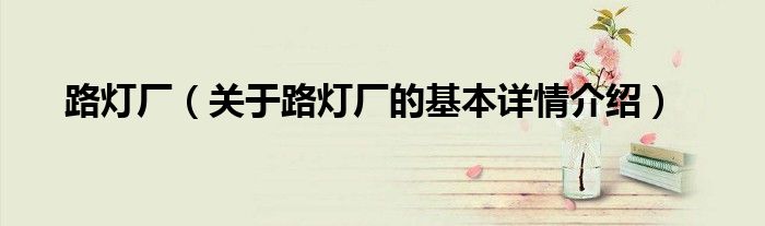 路灯厂（关于路灯厂的基本详情介绍）