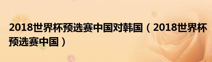 2018世界杯预选赛中国对韩国（2018世界杯预选赛中国）