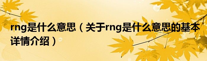 rng是什么意思（关于rng是什么意思的基本详情介绍）