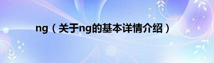 ng（关于ng的基本详情介绍）