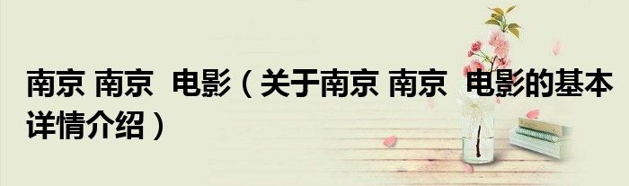 南京 南京  电影（关于南京 南京  电影的基本详情介绍）