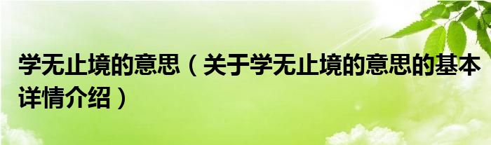 学无止境的意思（关于学无止境的意思的基本详情介绍）