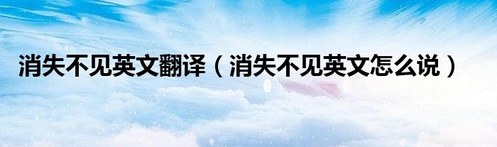 消失不见英文翻译（消失不见英文怎么说）
