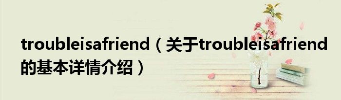 troubleisafriend（关于troubleisafriend的基本详情介绍）