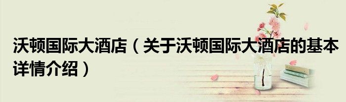 沃顿国际大酒店（关于沃顿国际大酒店的基本详情介绍）