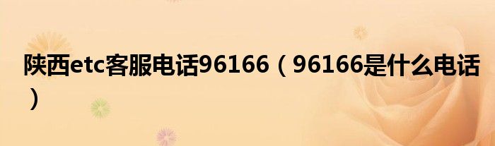 陕西etc客服电话96166（96166是什么电话）