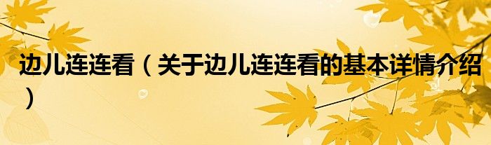 边儿连连看（关于边儿连连看的基本详情介绍）