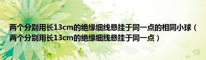 两个分别用长13cm的绝缘细线悬挂于同一点的相同小球（两个分别用长13cm的绝缘细线悬挂于同一点）