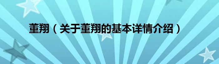 董翔（关于董翔的基本详情介绍）