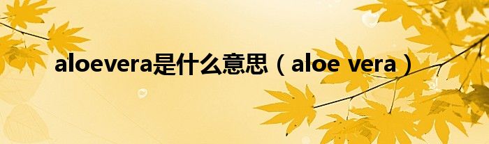 aloevera是什么意思（aloe vera）