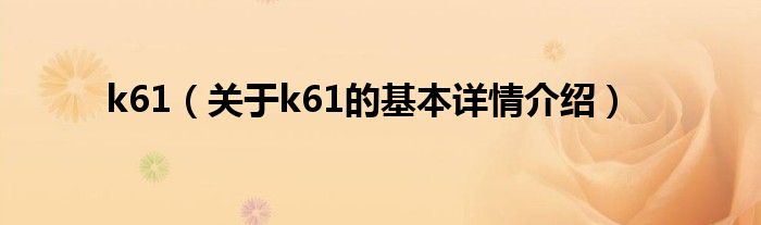 k61（关于k61的基本详情介绍）