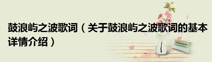 鼓浪屿之波歌词（关于鼓浪屿之波歌词的基本详情介绍）