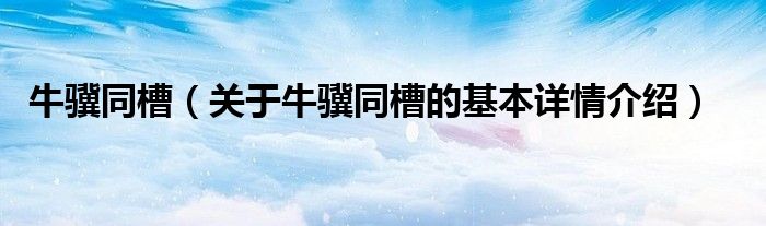 牛骥同槽（关于牛骥同槽的基本详情介绍）