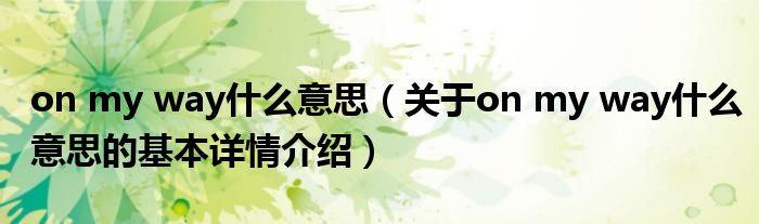 on my way什么意思（关于on my way什么意思的基本详情介绍）
