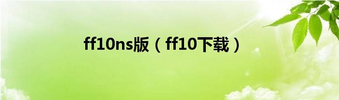 ff10ns版（ff10下载）