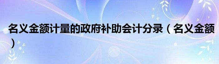 名义金额计量的政府补助会计分录（名义金额）