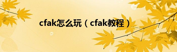 cfak怎么玩（cfak教程）