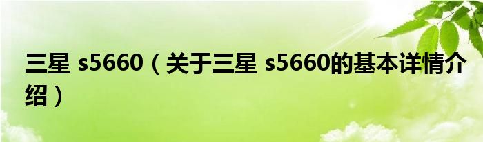 三星 s5660（关于三星 s5660的基本详情介绍）